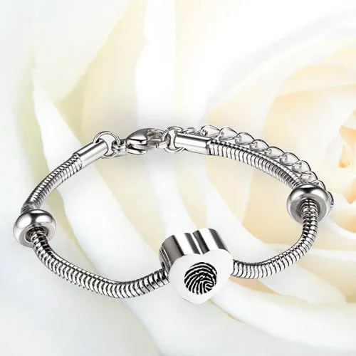 Stainless Steel Fingerprint Bracelets - Heart