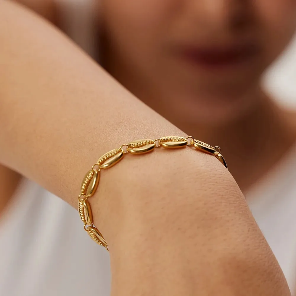 Stainless Steel Hollow Shell Gold Color Bracelet