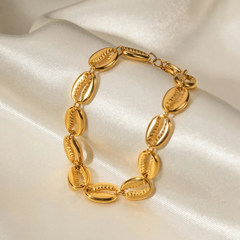 Stainless Steel Hollow Shell Gold Color Bracelet