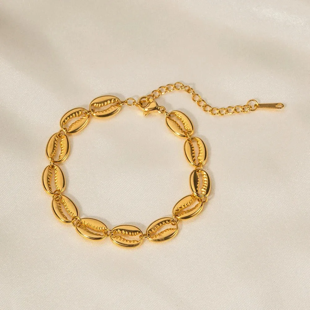 Stainless Steel Hollow Shell Gold Color Bracelet