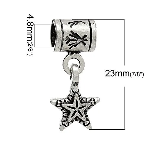 Star Bead Compatible with European Snake Chain Charm Bracelet