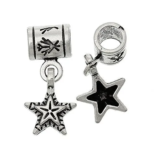 Star Bead Compatible with European Snake Chain Charm Bracelet