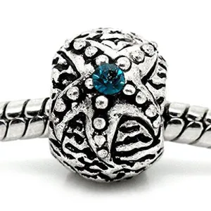Starfish with Blue Rhinestones on Charm European Bead Compatible for Most European Snake Chain Bracelet