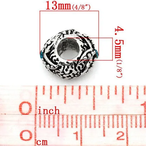 Starfish with Blue Rhinestones on Charm European Bead Compatible for Most European Snake Chain Bracelet