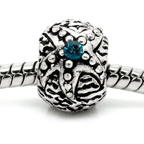 Starfish with Blue Rhinestones on Charm European Bead Compatible for Most European Snake Chain Bracelet