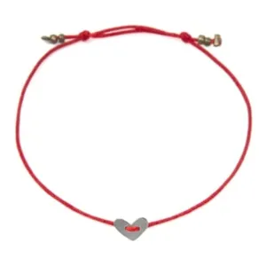 STEFANIA Sardinia Arcaica Silver Heart Bracelet - Red