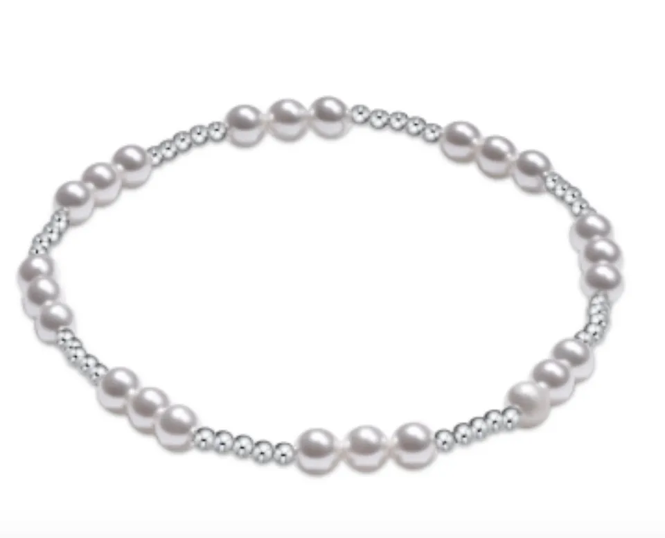 Sterling Joy Pattern 4MM Bead Bracelet in Pearl
