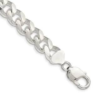 Sterling Silver 10.5mm Domed w/ Side D/C Curb Chain
