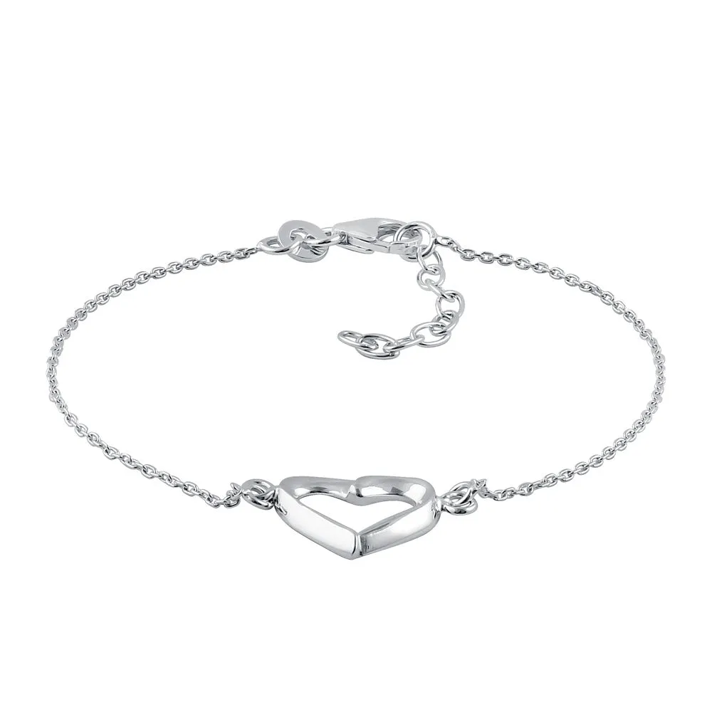Sterling Silver 11mm x 15mm Heart Bracelet