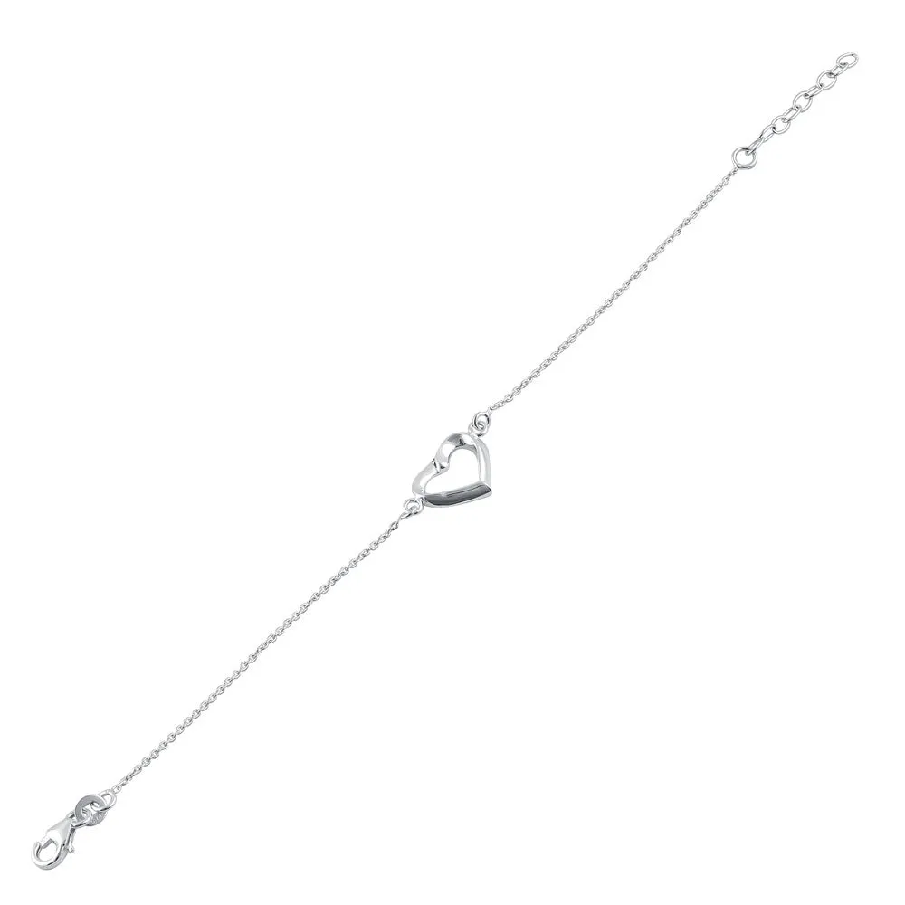 Sterling Silver 11mm x 15mm Heart Bracelet