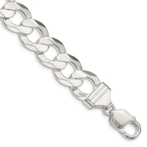 Sterling Silver 13.8mm Concave Beveled Curb Chain