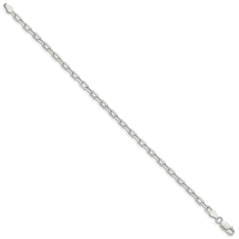 Sterling Silver 3.5mm Diamond-cut Long Link Cable Chain