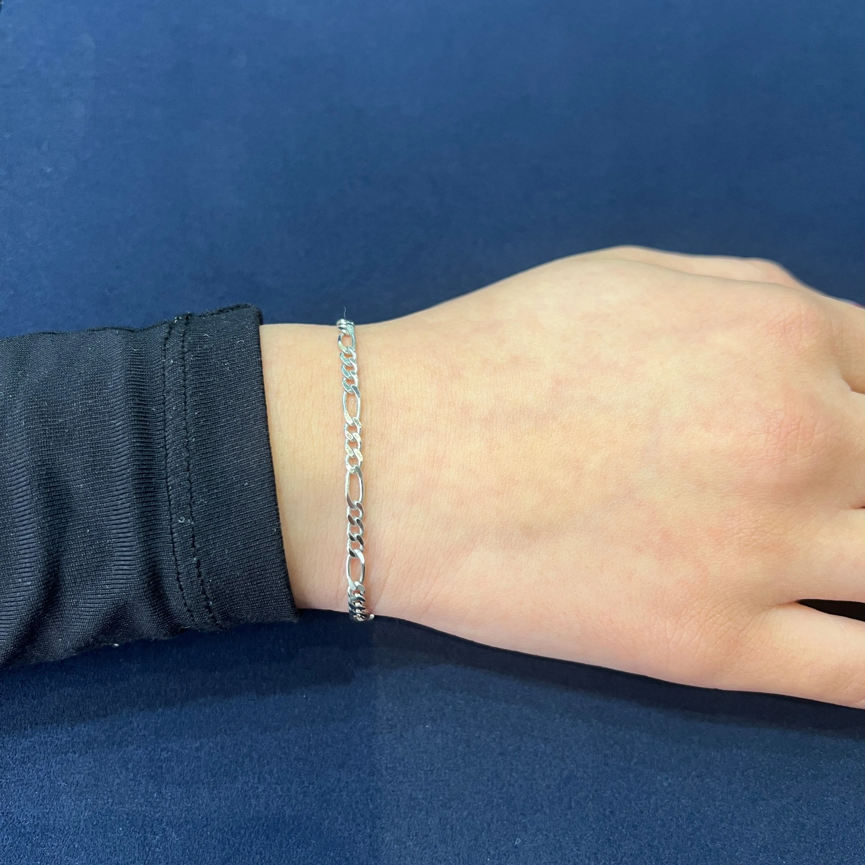 Sterling Silver (3mm) Figaro Bracelet 7.5"