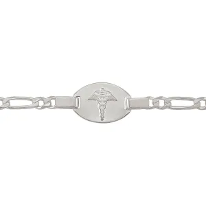 Sterling Silver (4.4mm) Medical ID Figaro Bracelet 7.5"