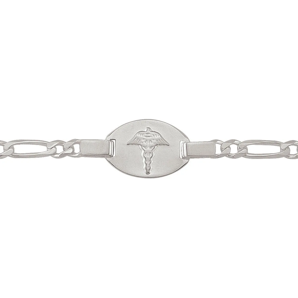 Sterling Silver (4.4mm) Medical ID Figaro Bracelet 7.5"