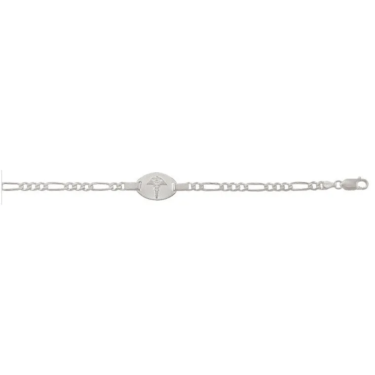 Sterling Silver (4.4mm) Medical ID Figaro Bracelet 7.5"