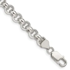 Sterling Silver 7.75mm Semi-solid Rolo Chain