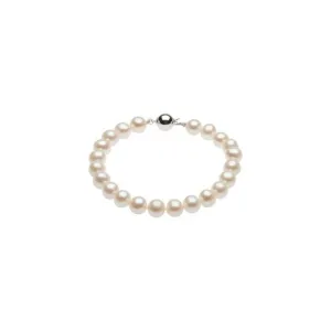 Sterling Silver 8-9 mm Cultured White Freshwater Pearl 7 3/4" Bracelet