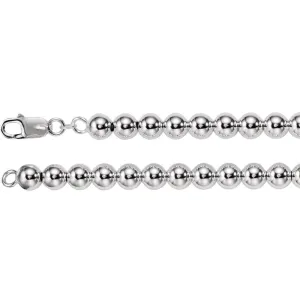 Sterling Silver 8mm Hollow Bead 7" Chain