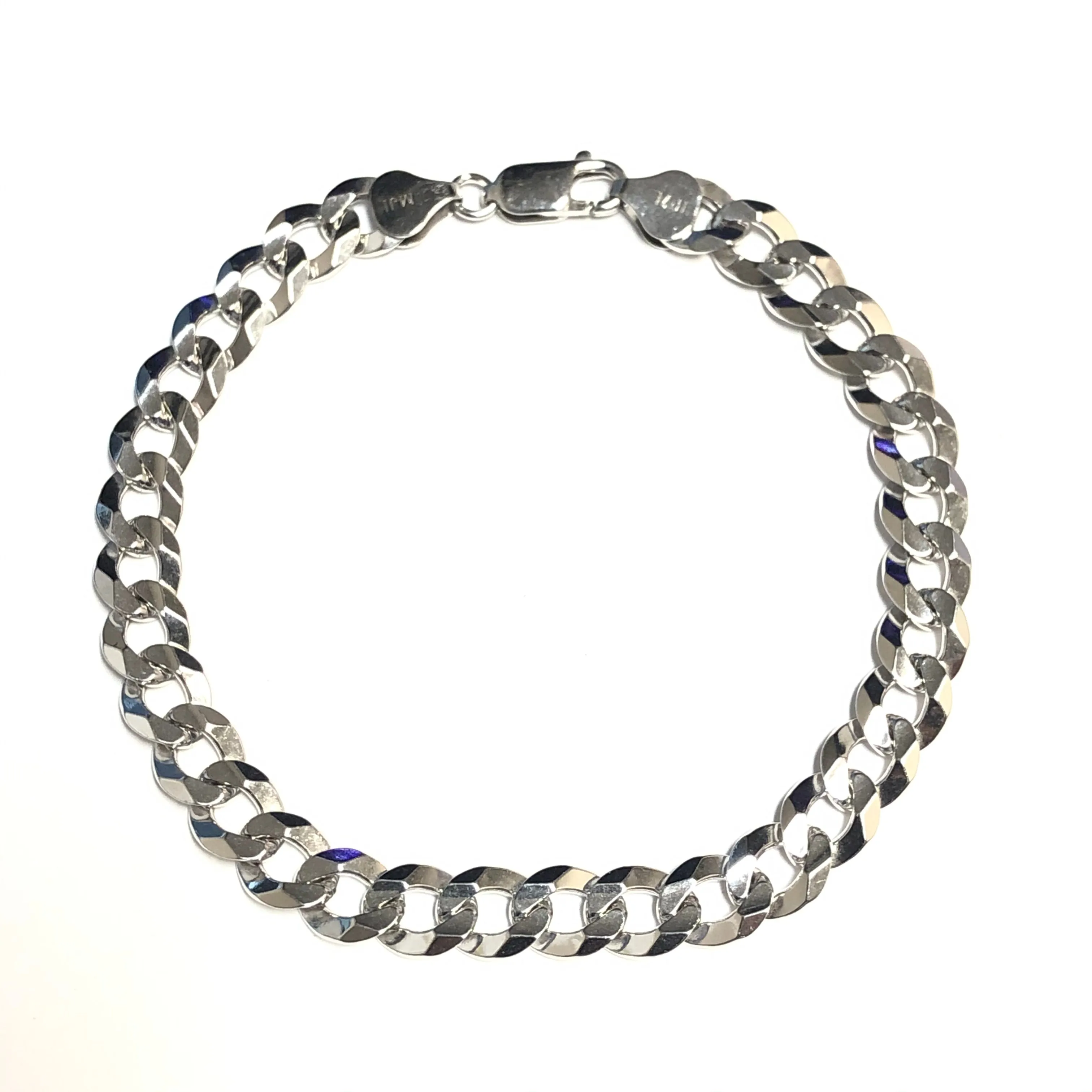 Sterling Silver (8mm) Men's Concave Curb Bracelet