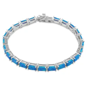 Sterling Silver Blue Lab Opal Tennis Bracelet