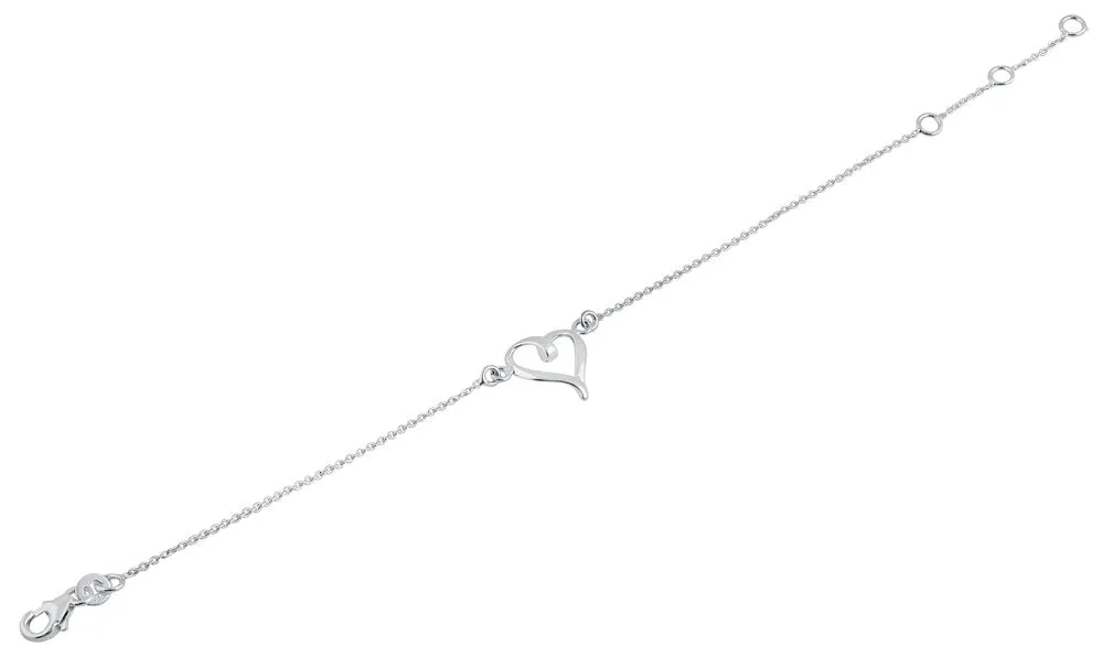 Sterling Silver Cursive Heart Bracelet