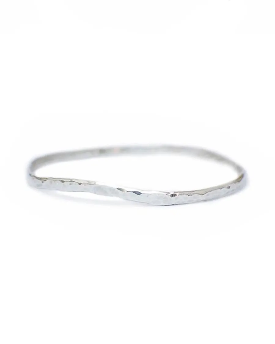 Sterling Silver Hammered Wave Bangle (Ready To Ship)