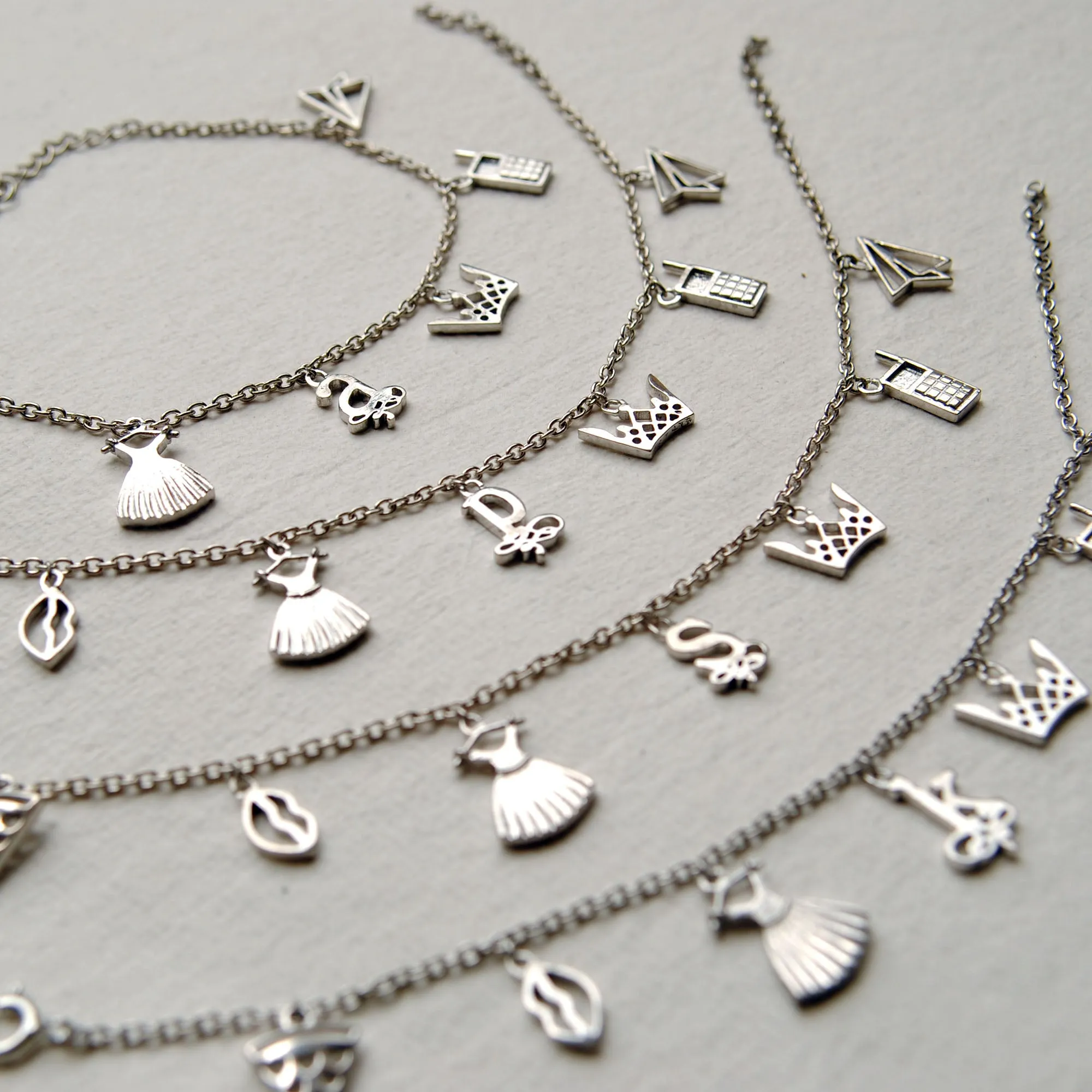 Sterling Silver Initial Charm Bracelets