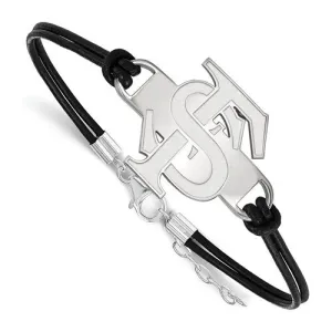 Sterling Silver LogoArt Florida State University Large Center Leather Brace
