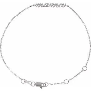 Sterling Silver Mama 6-7 1/2" Bracelet