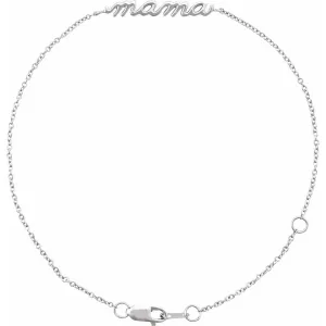 Sterling Silver Mama Script Bracelet 6.5-7.5"