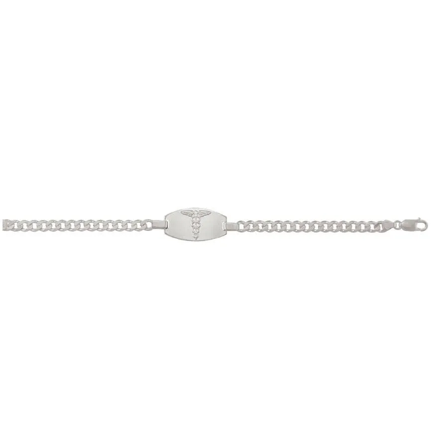 Sterling Silver Mens Medical ID Curb Link Bracelet