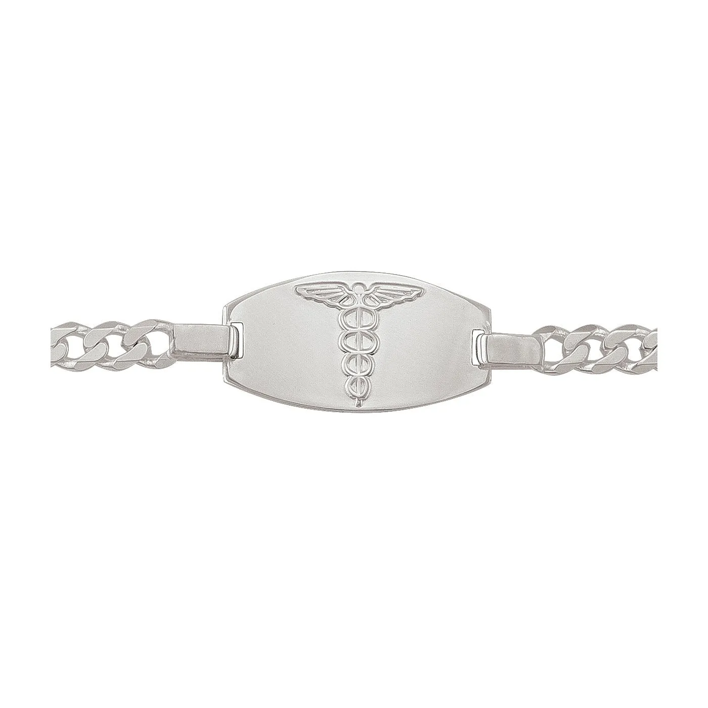 Sterling Silver Mens Medical ID Curb Link Bracelet