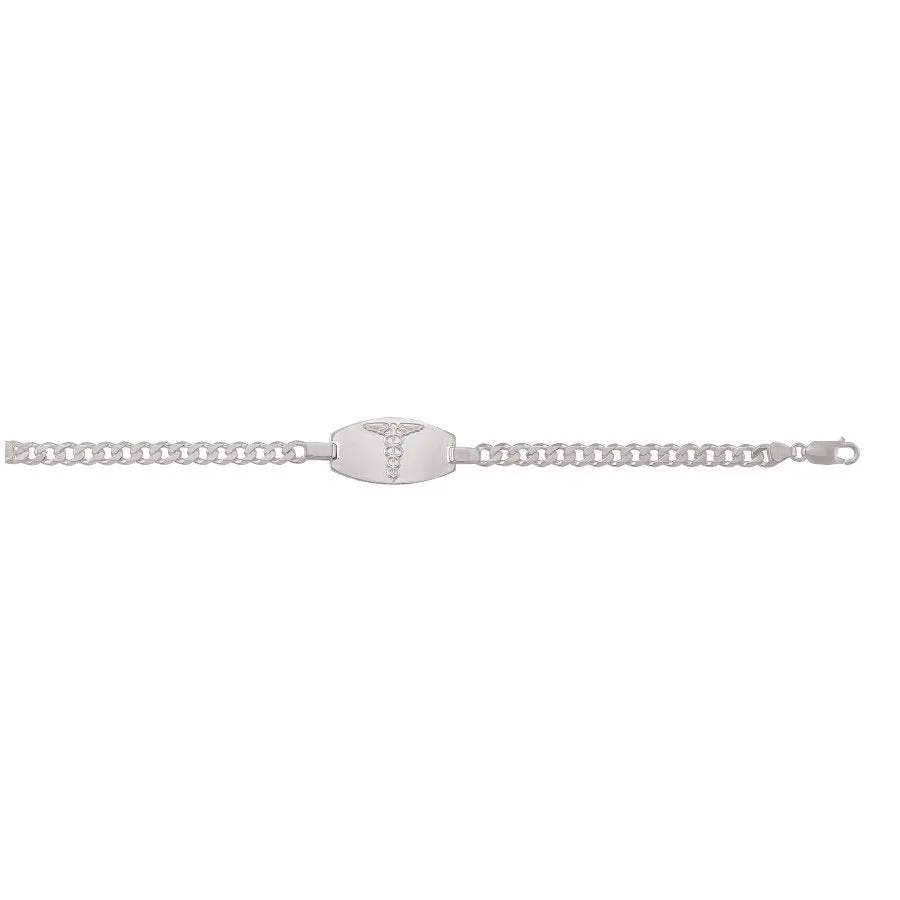 Sterling Silver Mens Medical ID Curb Link Bracelet