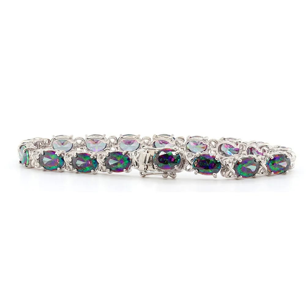 Sterling Silver Northern Lights Quartz Link Bracelet
