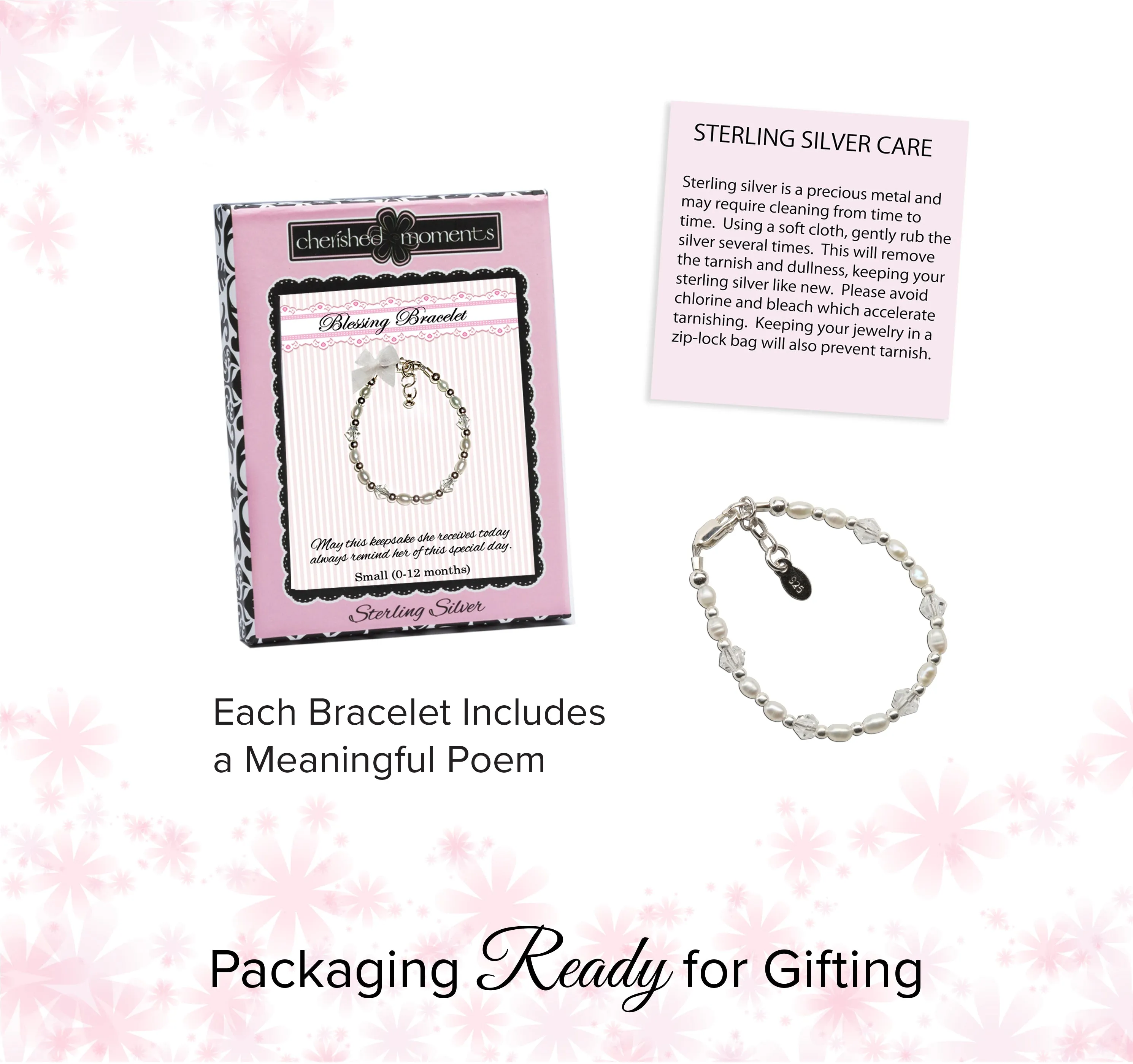 Sterling Silver Pearl Blessing Bracelet for Baby Girls