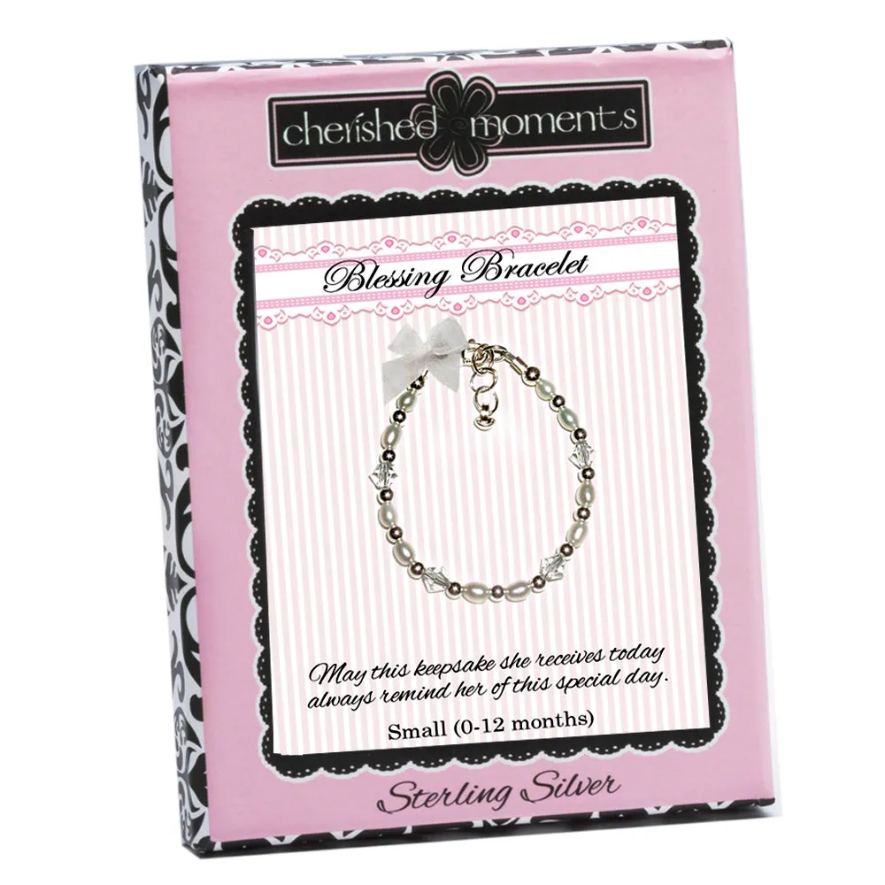 Sterling Silver Pearl Blessing Bracelet for Baby Girls