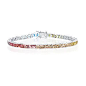 Sterling Silver Rainbow CZ Channel-Set Bracelet