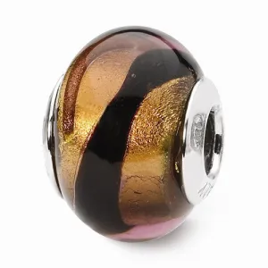 Sterling Silver Reflections Copper/Black Italian Murano Bead