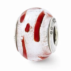 Sterling Silver Reflections Silver/Red Italian Murano Bead