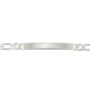 Sterling Silver Rhodium Plated (5.8mm) Figaro ID Bracelet 8"