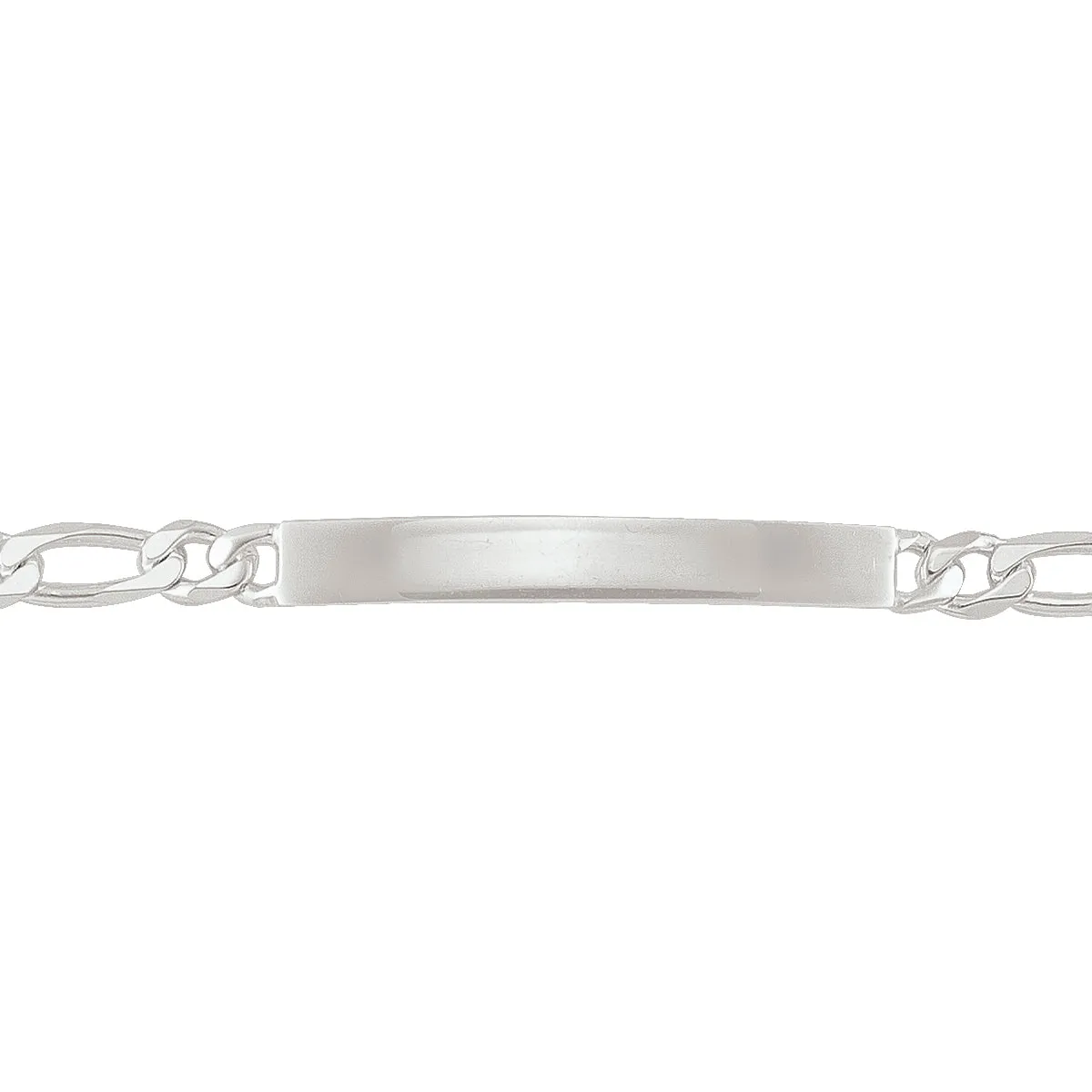 Sterling Silver Rhodium Plated (5.8mm) Figaro ID Bracelet 8"