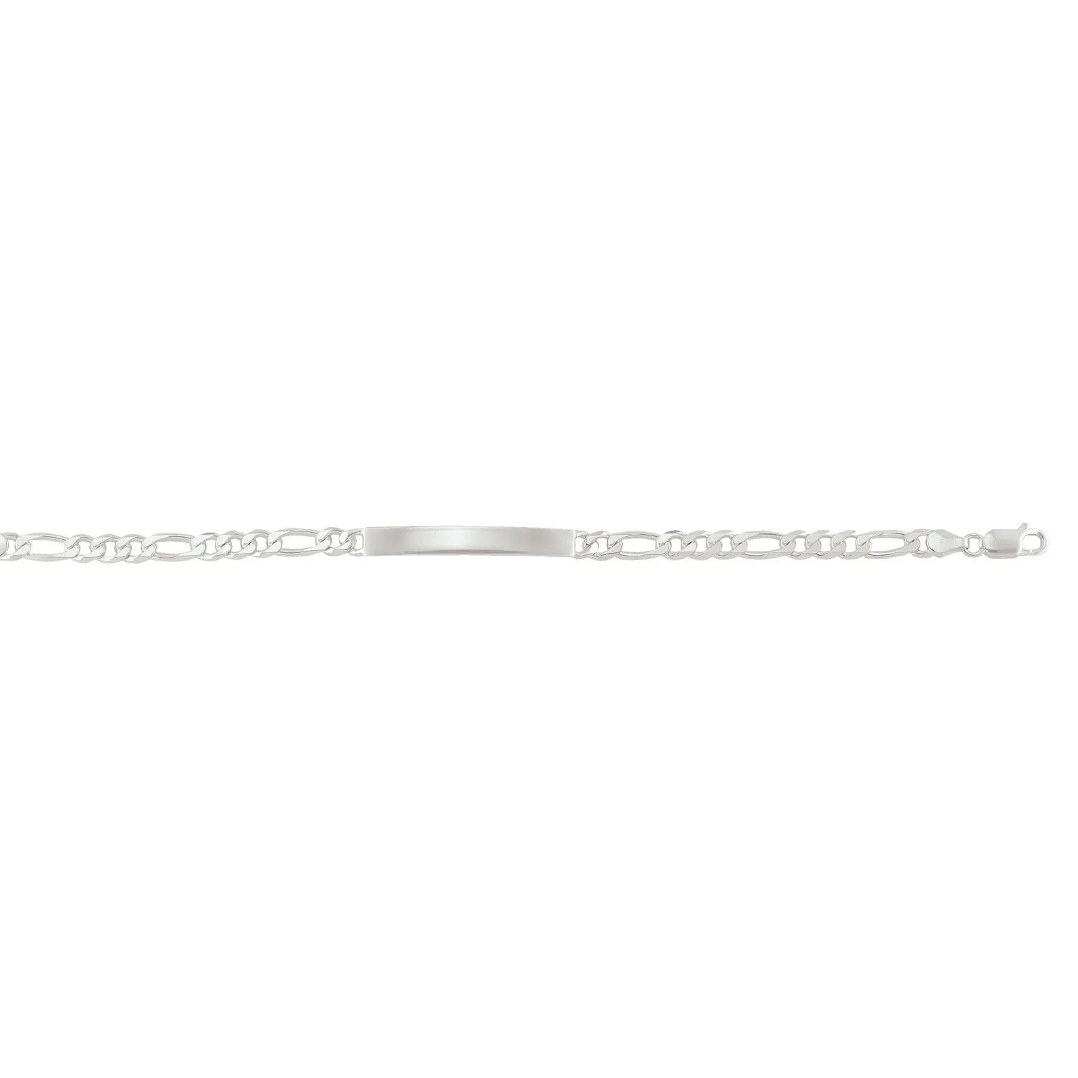 Sterling Silver Rhodium Plated (5.8mm) Figaro ID Bracelet 8"