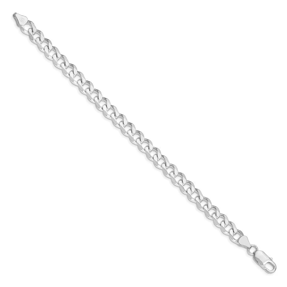 Sterling Silver Rhodium-plated 7.5mm Curb Chain