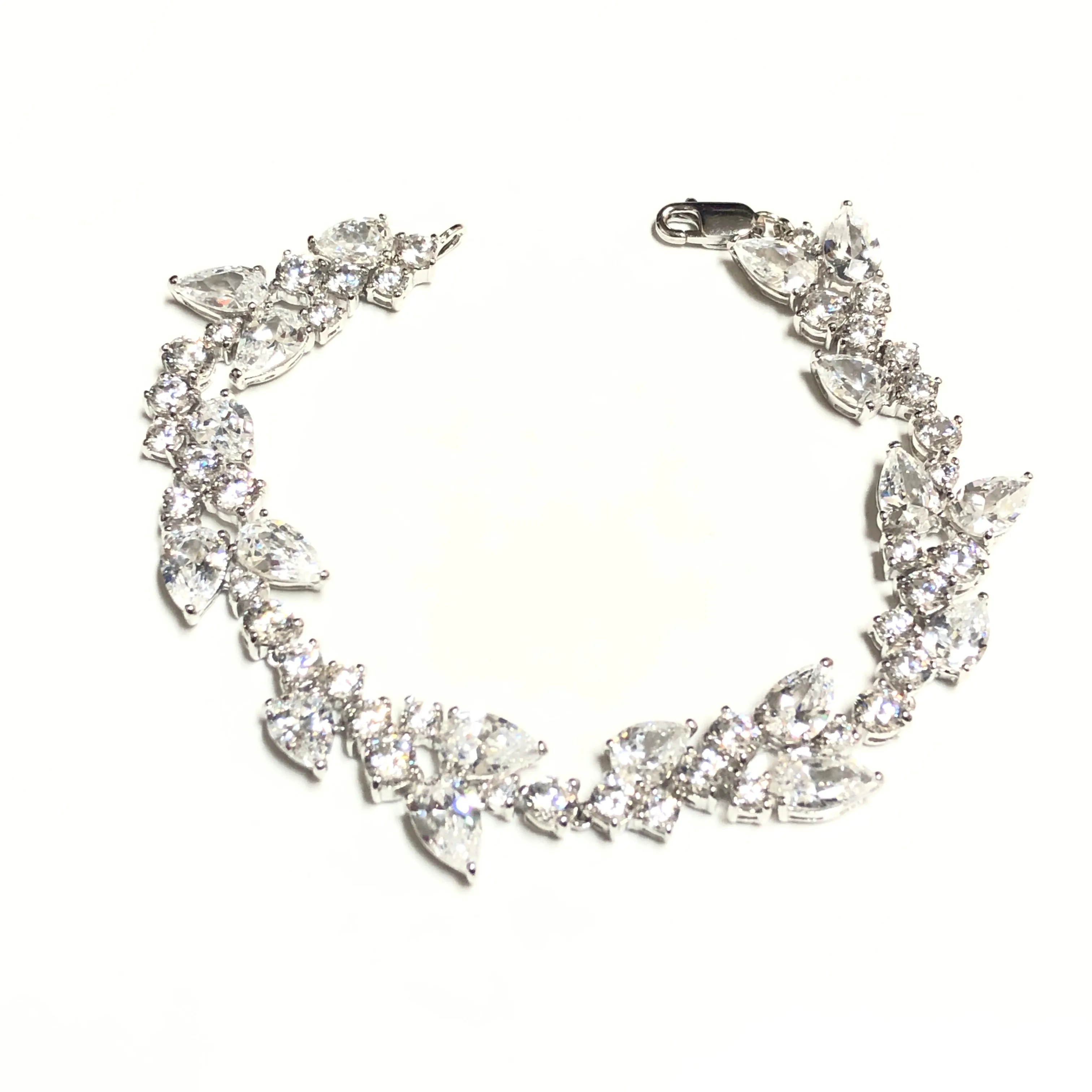 Sterling Silver Rhodium Plated Fancy Vintage Style CZ Bracelet