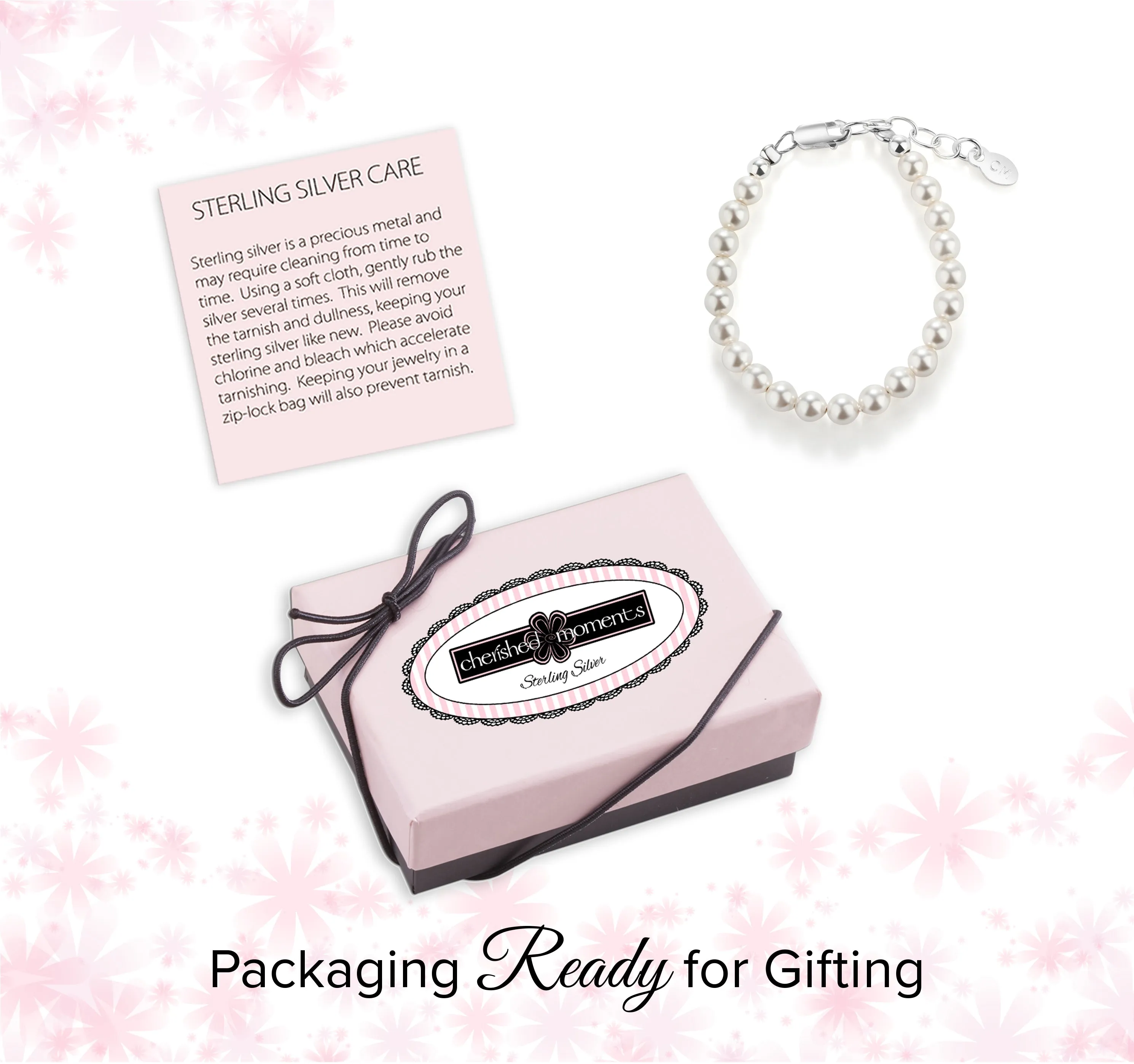 Sterling Silver Simulated Pearl Baby Bracelet for Kids