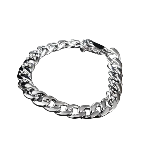 Sterling Silver Thick Cuban Chain Bracelet