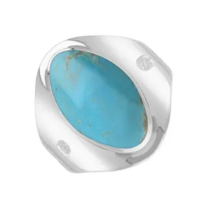 Sterling Silver Turquoise Queen's Jubilee Hallmark Small Oval Ring D