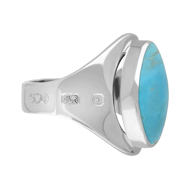Sterling Silver Turquoise Queen's Jubilee Hallmark Small Oval Ring D
