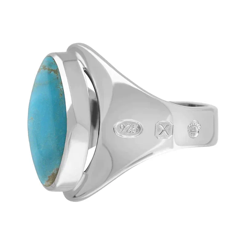 Sterling Silver Turquoise Queen's Jubilee Hallmark Small Oval Ring D